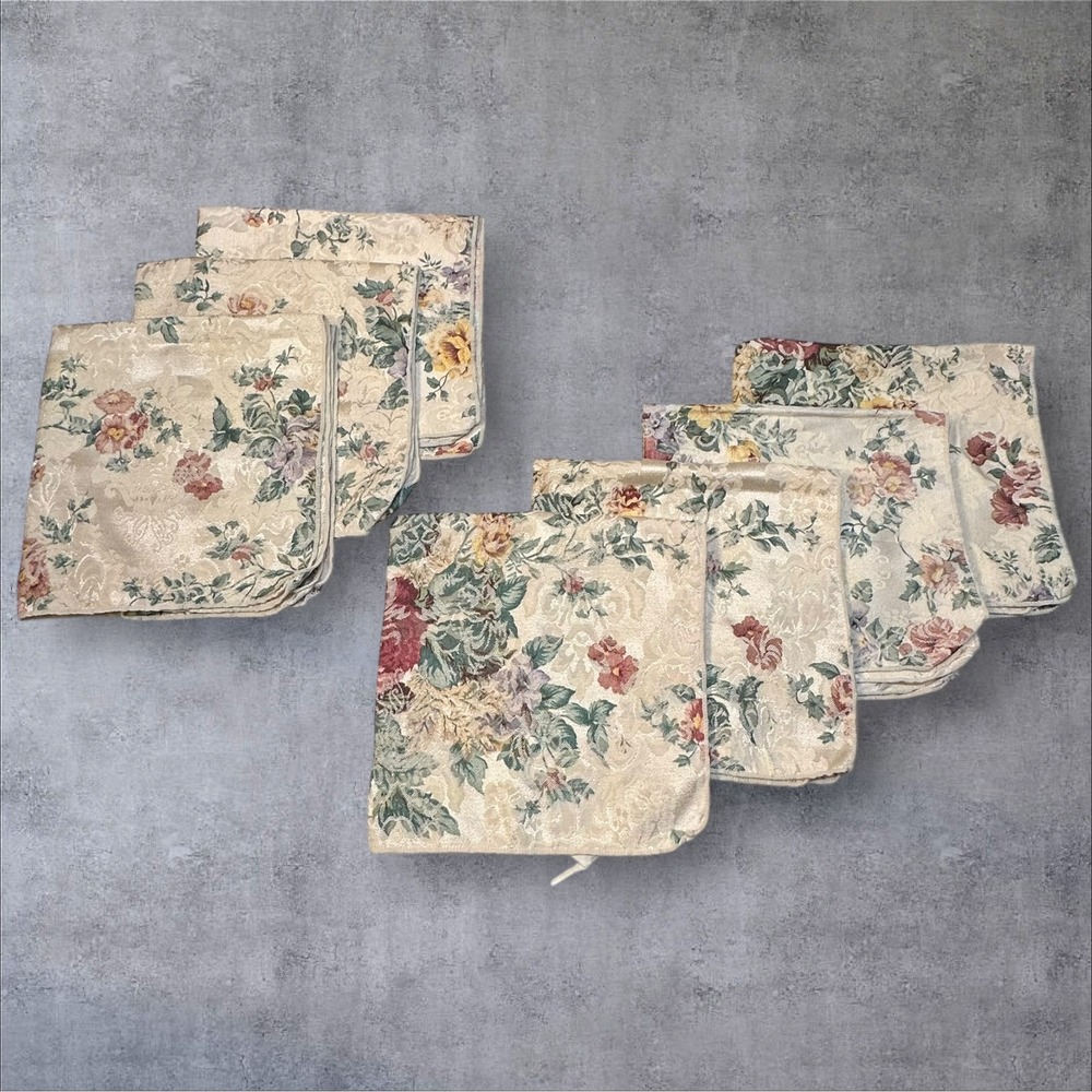 Vintage Floral Tapestry Cloth Napkins Set of 7 – Cottagecore Fabric